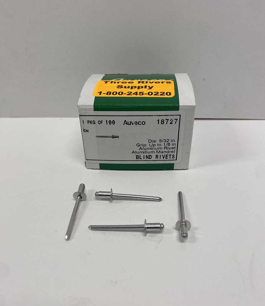 5/32 Diameter Aluminum Rivet * Grip Range 1/16 to 1/8 * 100/bx