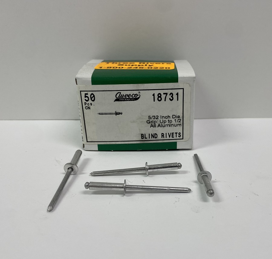 5/32 Diameter Aluminum Rivet * Grip Range 3/8-to 1/2 * 50/bx 