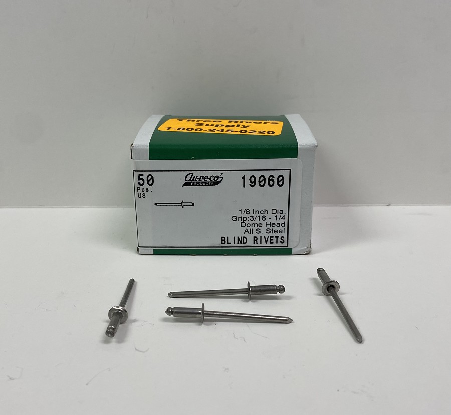 1/8 Diameter Stainless Steel Rivet  Grip Range 3/16 - 1/4  50/bx