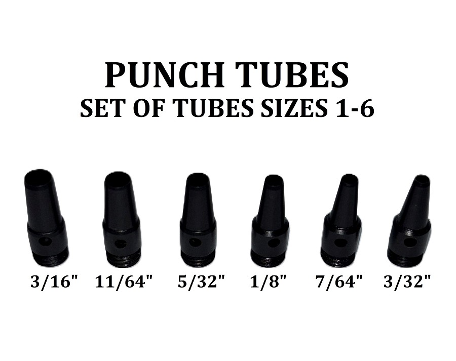 PUNCH TUBES set of Extra Tubes For #155 Osborne Revolving Punch 1/6", 5/16", 3/32", 7/64", 1/8", 5/32", 11/64", 3/16", 13/64" 